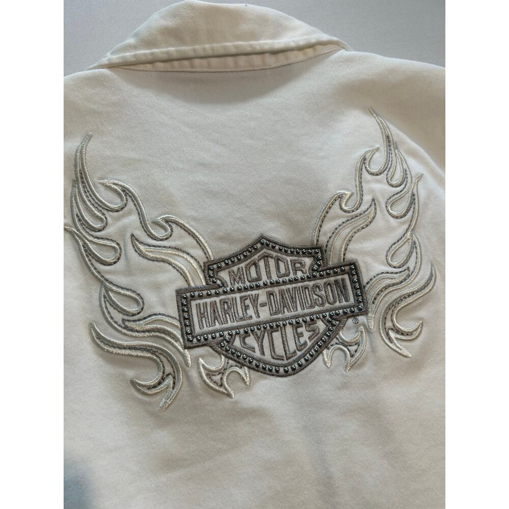 Harley Davidson Women's Zip Up Sleeveless Tank White Large - Picture 8 of 10